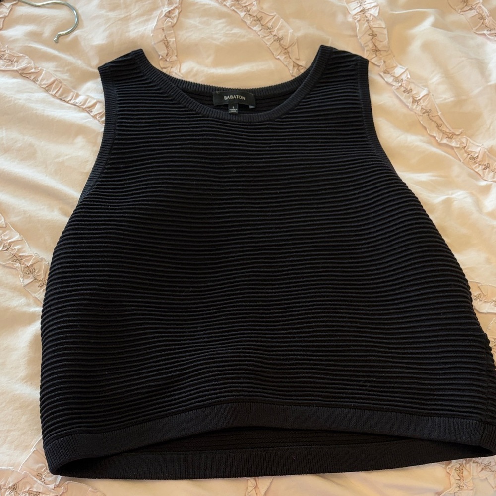 Babaton Black Ribbed Cropped Tank